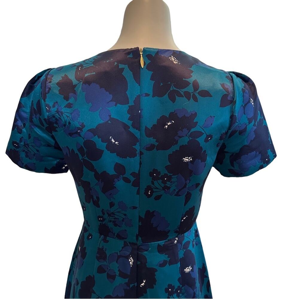 Draper James Teal Floral A-Line Dress Sz 2 - Picture 6 of 10
